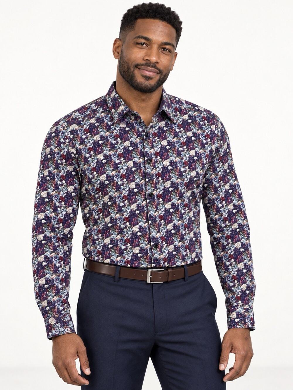Robert Graham Dunn Shirt Men’s Large Multicolor Floral Tailored Fit Stretch $188